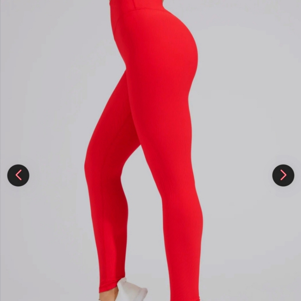 Buffbunny Material Girl Ribbed Leggings Salsa Red